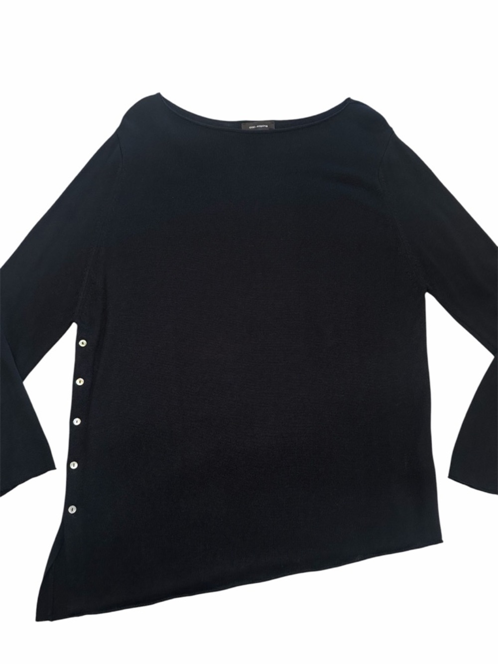 Cop. Copine Isere Asymmetrical Button Cashmere Blend Black Sweater Size Large
